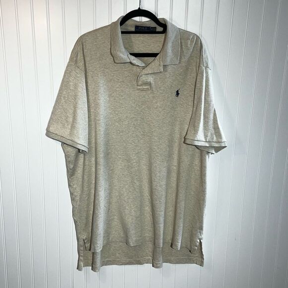 Ralph Lauren Polo Men XXL Short Sleeve Polo Shirt Heather Tan Cotton Casual-wear - Picture 1 of 7